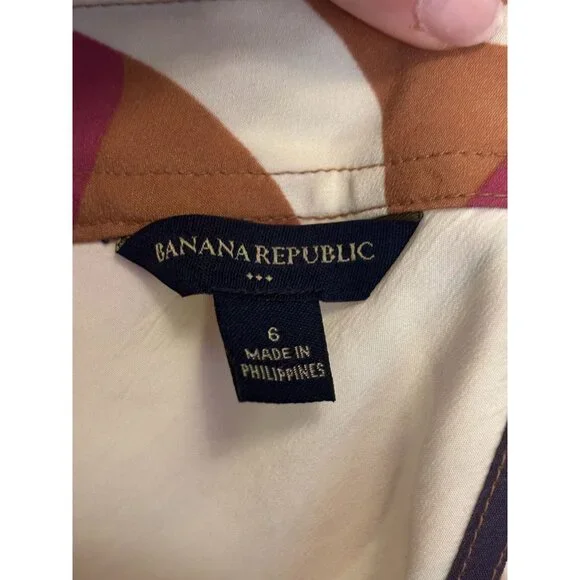 Banana Republic Womens Sleeveless Multicolor Swirl Print Dress Size 6 - Picture 6 of 11